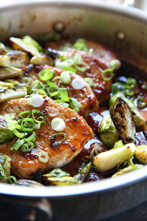 Ginger Glazed Pork Chops with Brussels Sprouts Recipe