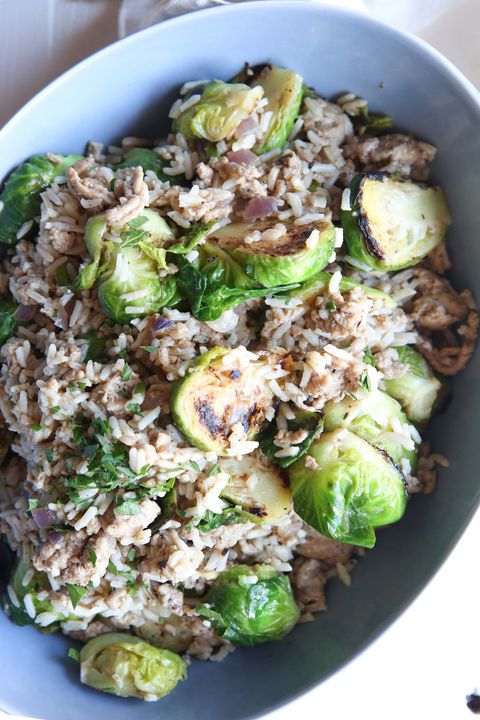 Bruxelas Sprouts and Turkey Rice Casserole Vertical