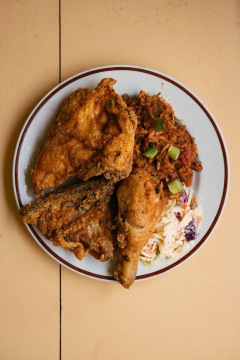 Iepure Jambalaya with Fried Chicken at Coop's Place