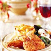 Fortsatt our favorite fried-chicken recipe, this one is from our March 2001 issue. The chicken marinates in buttermilk to tenderize it and create a crisp, flaky crust.