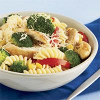 Toss together chopped chicken breasts, pasta and frozen vegetables for a healthy, in-a-flash supper