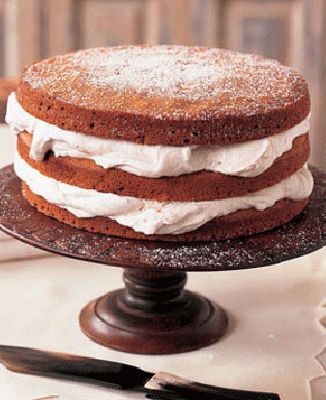 De moist and spicy layers of our Stacked Applesauce Cake need nothing more than a cool complement of cinnamon-flavored whipped cream to sandwich them together. Recipes: Stacked Applesauce CakeCinnamon Whipped Cream