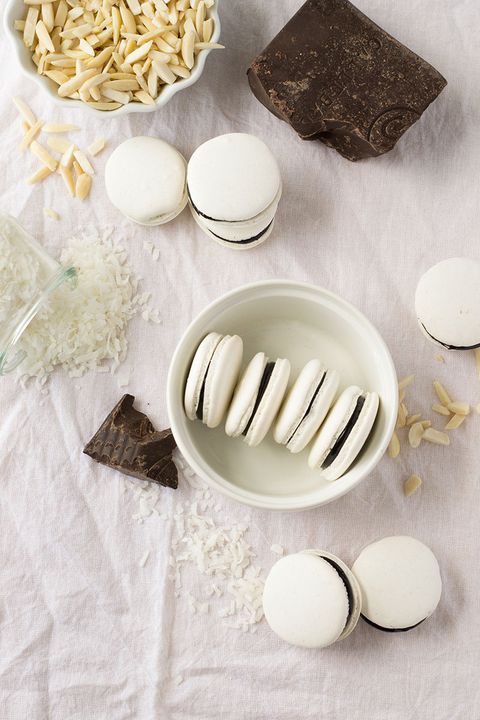 чоколада and coconut macarons