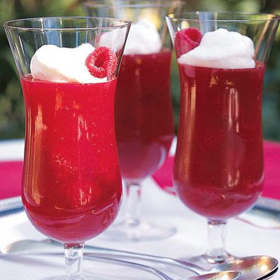 fresh raspberry-gelatin parfaits