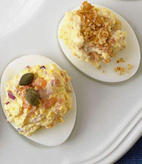 deviled eggs with salmon and garlic