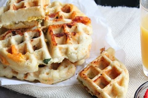 cimbru egg scramble stuffed waffles