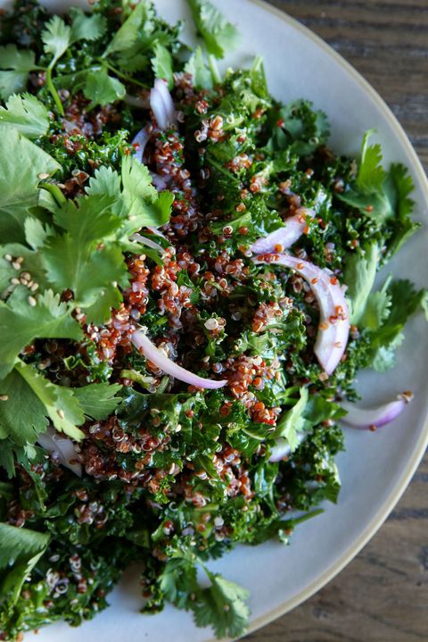 Couve and Red Quinoa Salad with Spicy Sesame Dressing Recipe