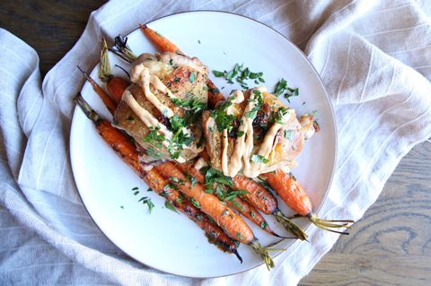 Assado Chicken Thighs and Carrots with Old Bay Aioli Recipe