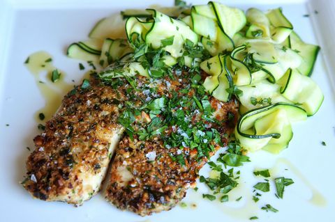 Avelã Crusted Tilapia with Zucchini Ribbons Recipe
